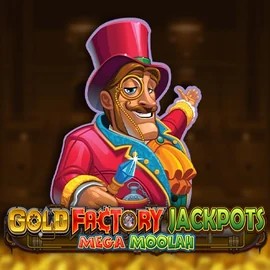 Gold Factory Jackpots Mega Moolah game by Aurum Signature Studios – logo hosted on SlotsGem Casino