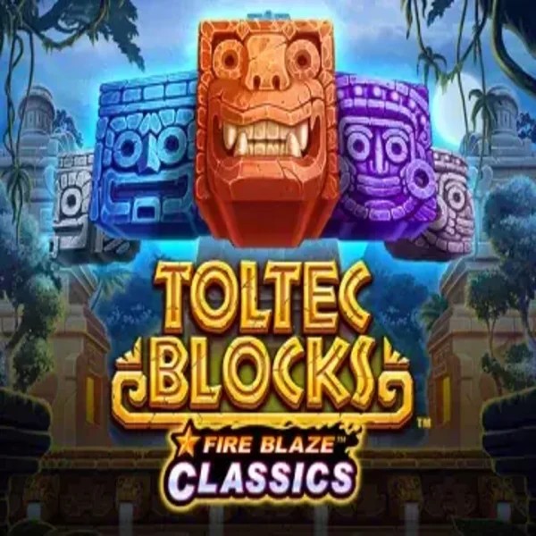Fire Blaze: Toltec Blocks slot logo by Rarestone Gaming at SlotsGem CasinoFire Blaze: Toltec Blocks